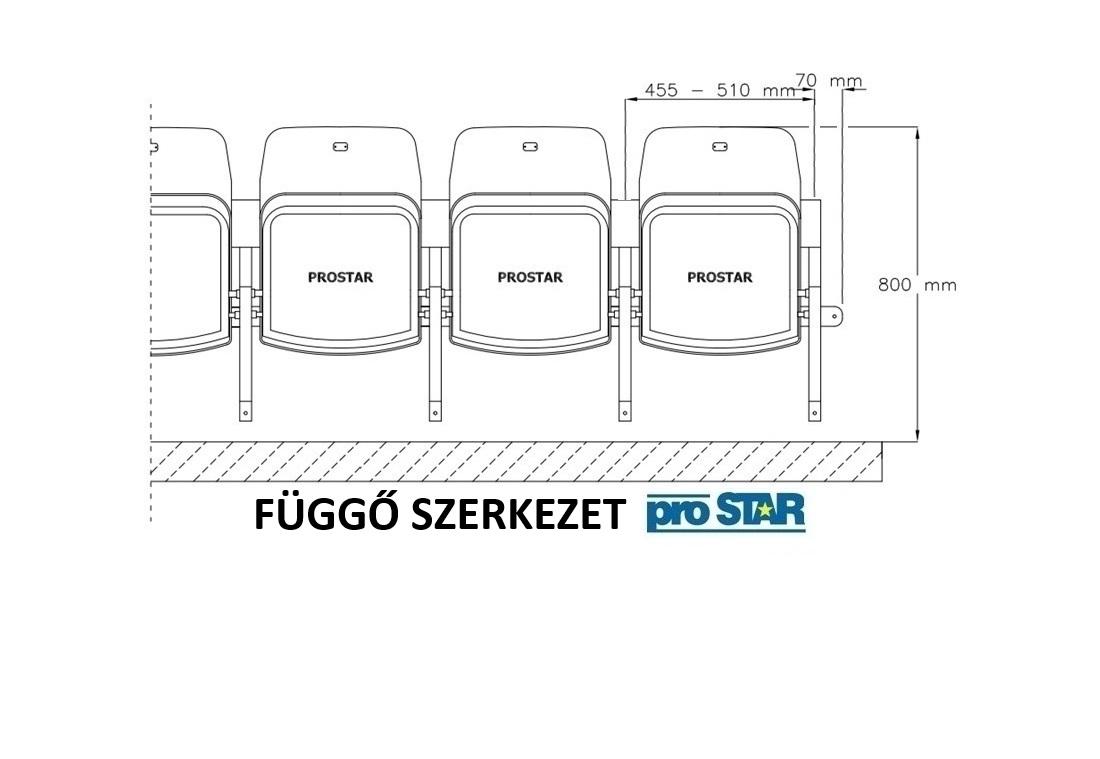 Felhajtható stadionszék Olimp Felhajtható stadion szék függő szerkezet